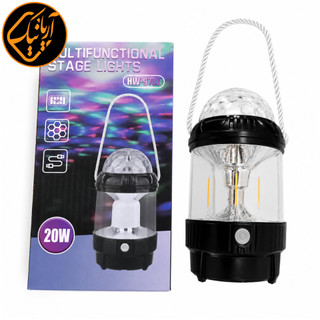 چراغ رقص نور دار فانوسی شارژی مدل HW-978L اصلی چراغ کمپینگ چراغ خواب دار با خروجی پاوربانک