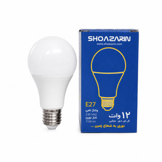 لامپ LED حبابی کم مصرف 12 وات شعاع زرین با سرپیچ E27 و نور مهتابی